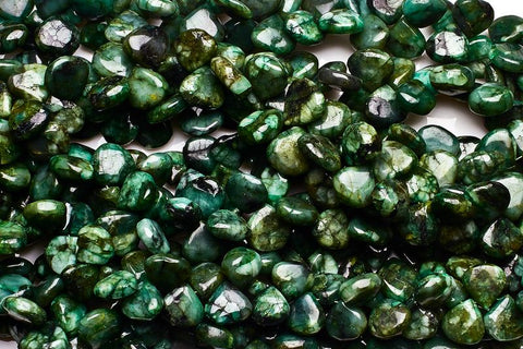 Emerald Green Heart Smooth Natural Beads