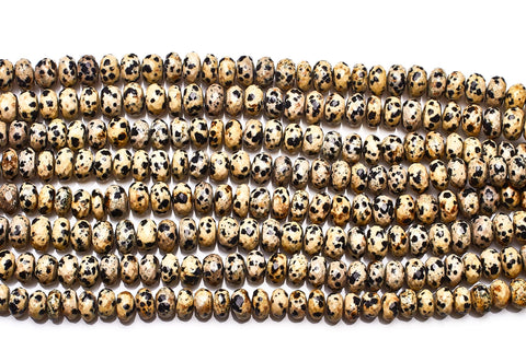 Dalmation Jasper Cream Rondelle Faceted Natural Beads