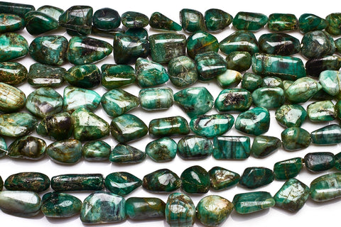 Emerald Green Nugget Smooth Natural Beads