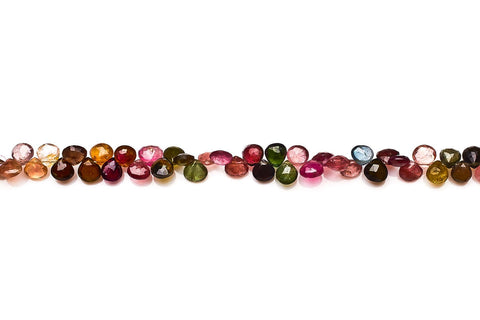 Tourmaline Multi Heart Faceted Natural Beads