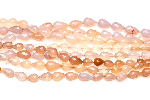 Chalcedony Peach Drop Cut Faceted Heat Treated Beads