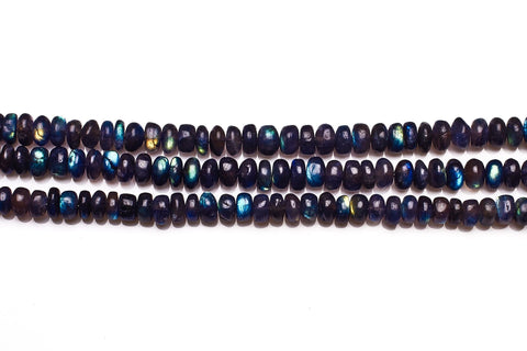 Labradorite Blue Rondelle Smooth Heat Treated Beads