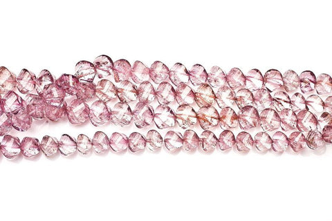 Crystal Quartz Pink Twisted Round Faceted Coating Beads