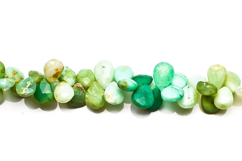 Opal Shaded Green Pear Faceted Natural Beads