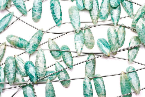 Amazonite Green Long Pear Faceted Natural Beads