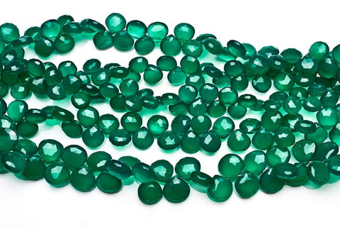 Green Onyx Dark Green Heart Faceted Natural Beads