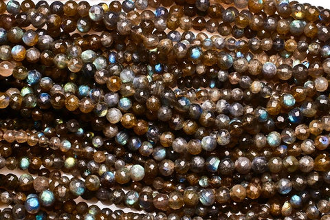 Labradorite Grey Round Faceted Natural Beads