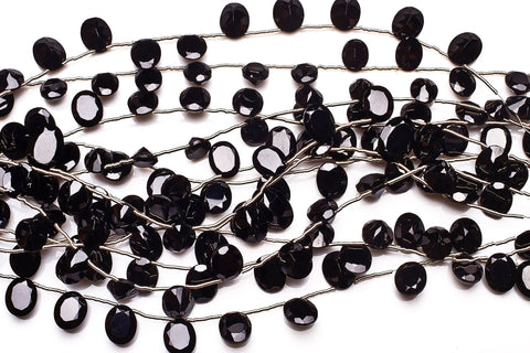 Black Spinel Black Oval Faceted Natural Beads