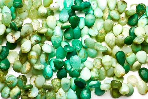 Opal Shaded Green Pear Faceted Natural Beads