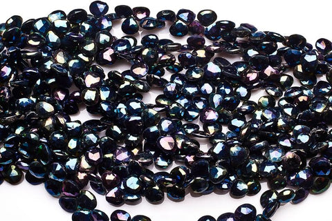 Black Spinel  Shine Heart Faceted Coating Beads