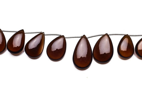 Smoky Quartz Brown Pear Smooth Natural Beads