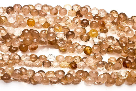 Golden Rutile Shaded Yellow Onion Faceted Natural Beads