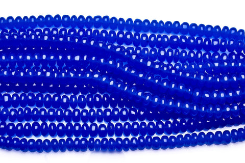 Chalcedony Blue Rondelle Smooth Heat Treated Beads