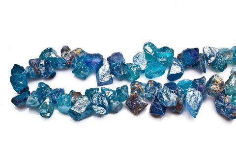 Floride Cyan Nuggets Raw Mystic Coating Beads