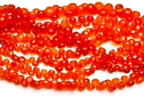 Carnelian Orange Onion Faceted Natural Beads