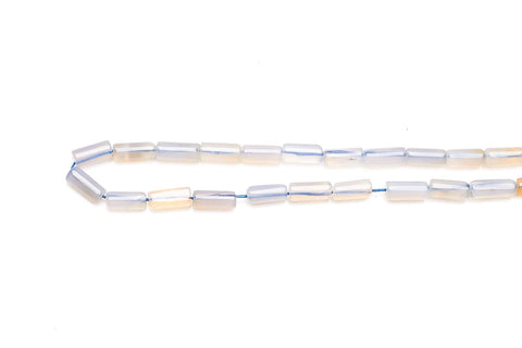 Chalcedony Blue Tube Smooth Heat Treated Beads