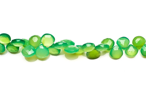 Chrysoprase  Green Heart Faceted Natural Beads