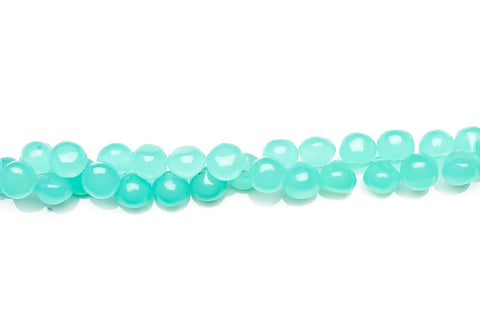 Chalcedony Green Onion Smooth Heat Treated Beads