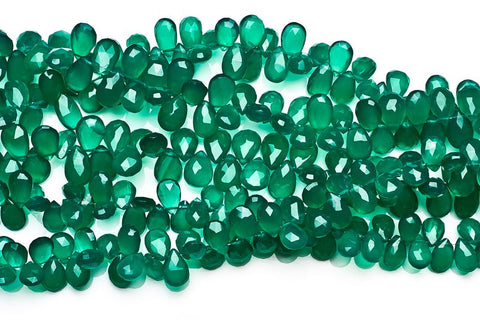 Green Onyx Dark Green Pear Faceted Natural Beads