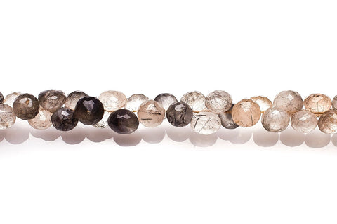 Black Rutile Shaded Black Onion Faceted Natural Beads